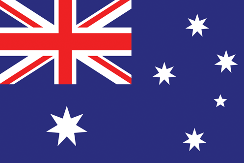 Australia Flag with, red and white cross design in top left corner, white stars over blue background in main part of flag, for Australia Permanent Visa and Transitional Arrangements Australia Flag, blue background, four stars to right of banner, British flag in top left corner, representative of the Skilling Australians Fund