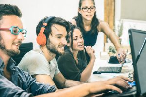 Gen z employees working in an office