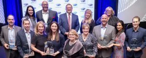Steven Wester, President of Global Mobility Solutions, with the 2019 Annual Forum Partner of the Year Award Winners and GMS employees at the W Hotel, Scottsdale, Arizona.