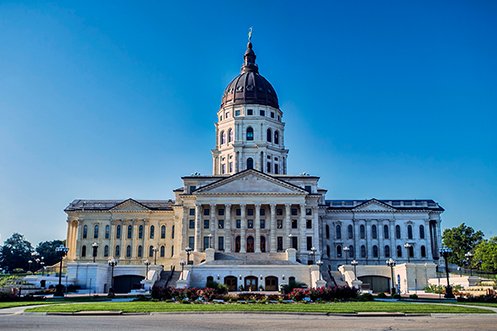 Kansas State Capitol Building, where new residents will see the legislature if they move to Kansas using Choose Topeka moving incentives