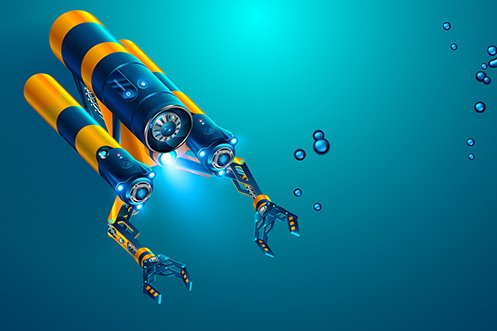 2020 fastest growing industries include manufacturing of Autonomous Underwater Vehicles, shown underwater on a deep dive exploration