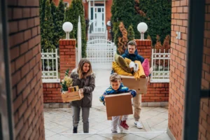 young family moves into a new house