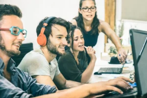 Gen z employees working in an office
